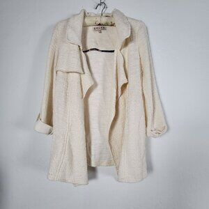 Dolan Left Coast Womens Textured Open Front Cardigan Jacket Small Beige Collared